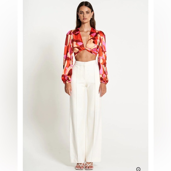 NWT Sofia The Label FARRAH STRAIGHT LEG WOOL HIGH WAIST DESIGNER PANTS TROUSERS - Picture 8 of 13